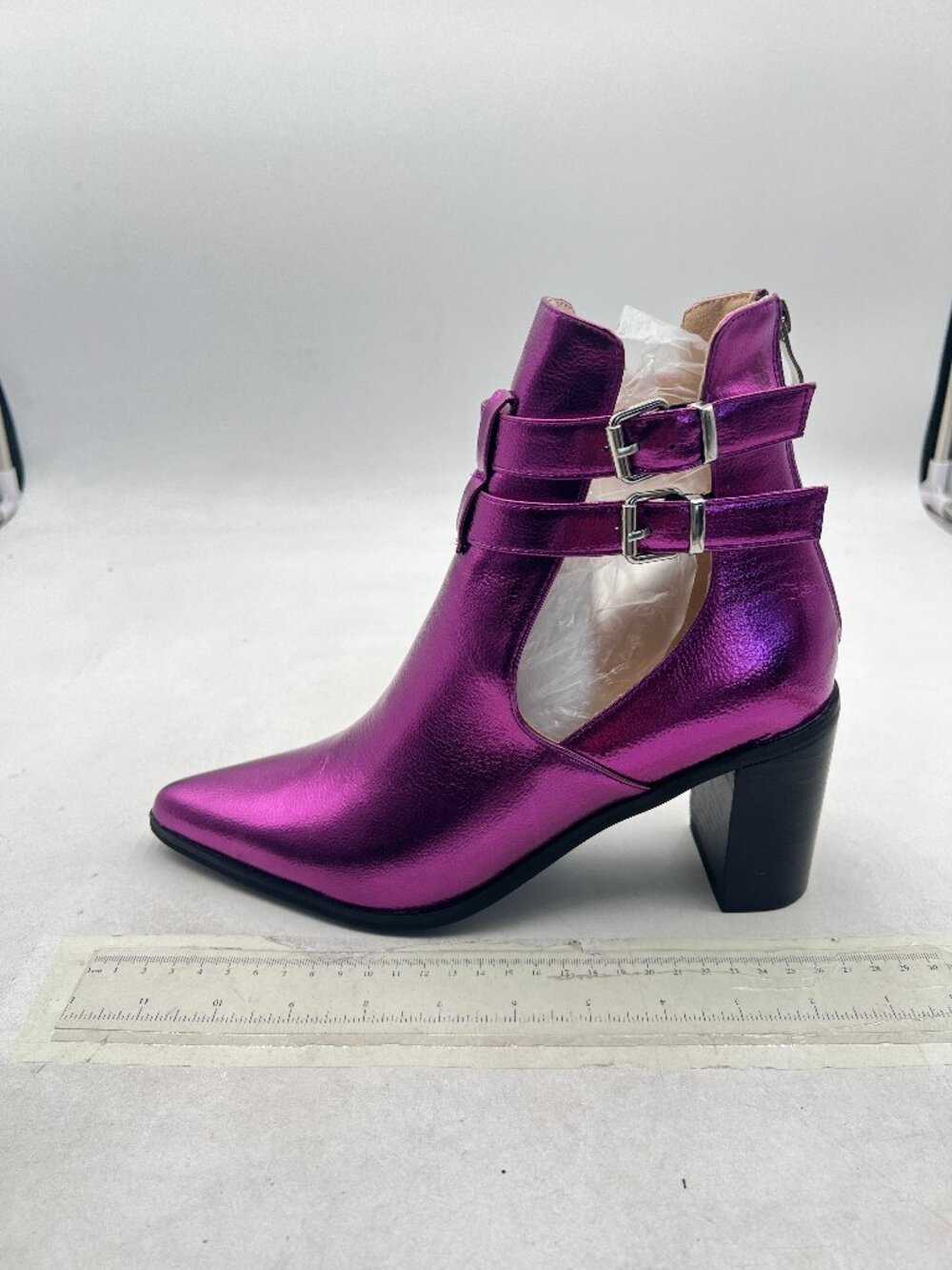 FOWT Purple Cut Out Ankle Booties for Women Hollow out Open Side High Heels Boot